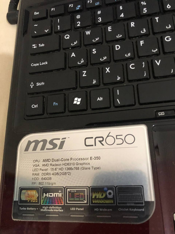 لپ تاپ MSI CR 650